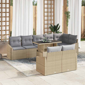 Garten Sofa Set Beige Hellgrau 9-teilig