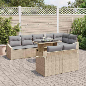 Garten Sofa Set Beige Hellgrau 9-teilig