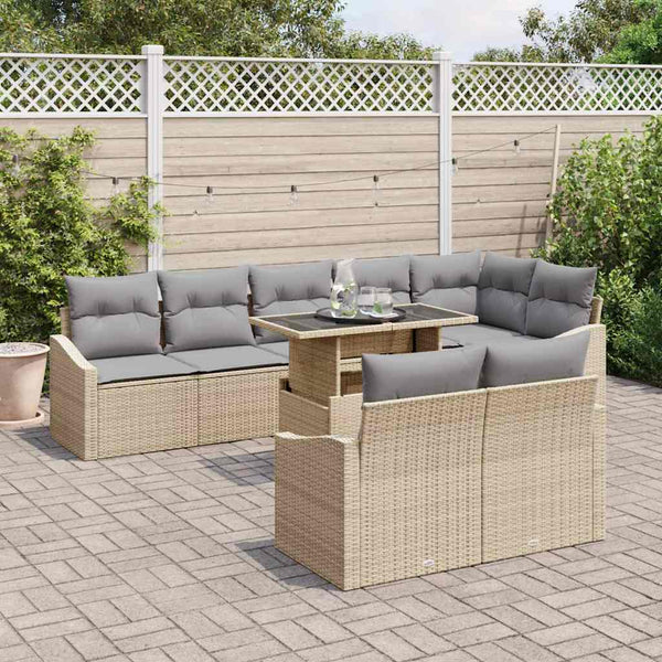 Garten Sofa Set Beige Hellgrau 9-teilig