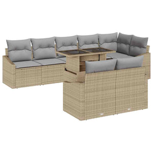 Garten Sofa Set Beige Hellgrau 9-teilig