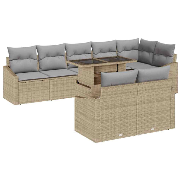 Garten Sofa Set Beige Hellgrau 9-teilig