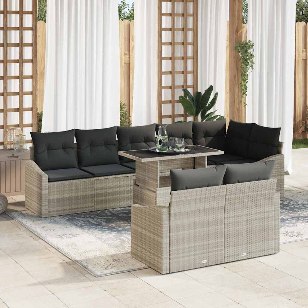 vidaXL Salon de jardin avec coussins 9 pcs Gris clair et gris foncé