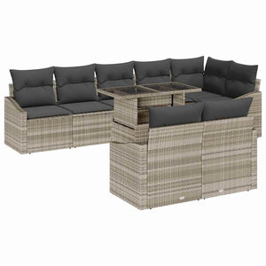vidaXL Salon de jardin avec coussins 9 pcs Gris clair et gris foncé