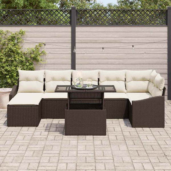 Garten Sofa Set Braun Creme 8-teilig