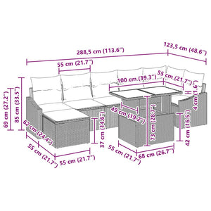 Garten Sofa Set Braun Creme 8-teilig