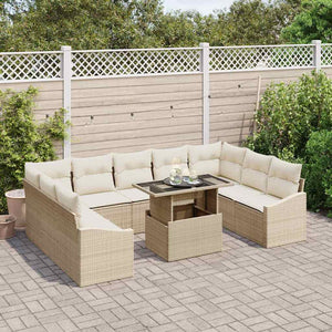 Garten Sofa Set Beige mit Kissen & Stauraum