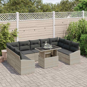vidaXL Salon de jardin avec coussins 10 pcs Gris clair et gris foncé
