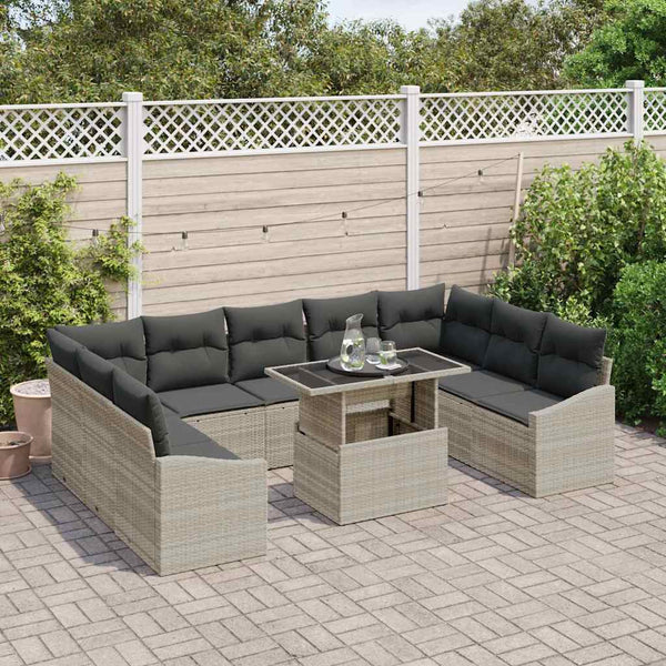 vidaXL Salon de jardin avec coussins 10 pcs Gris clair et gris foncé