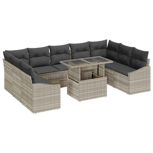 vidaXL Salon de jardin avec coussins 10 pcs Gris clair et gris foncé