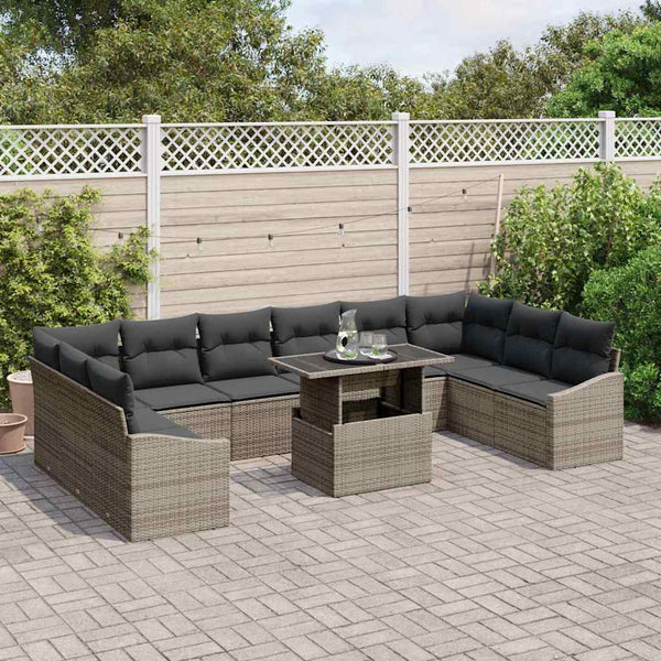 Garten Sofa Set Grau mit Kissen 11-teilig