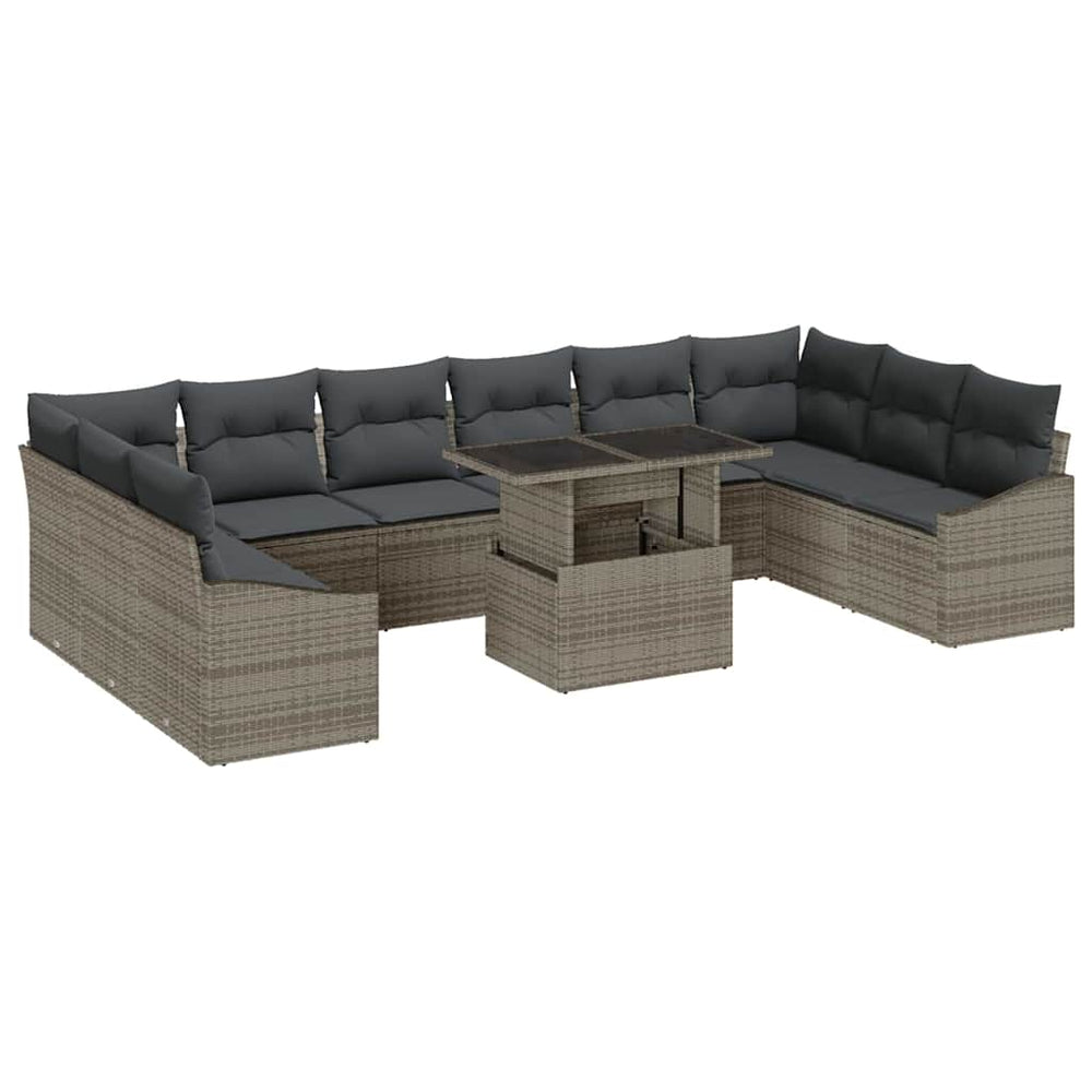 Garten Sofa Set Grau mit Kissen 11-teilig