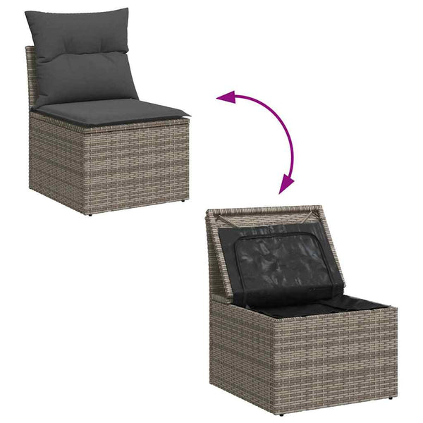 Garten Sofa Set Grau mit Kissen 11-teilig