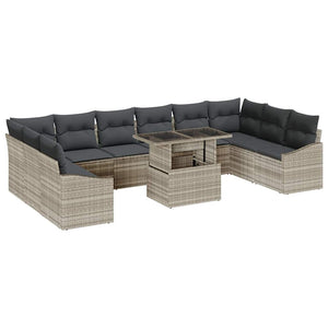 Garten Sofa Set mit Kissen, Grau, 11-teilig