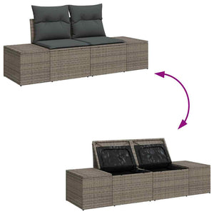 Gartensofa Set Grau mit Kissen, 8-teilig