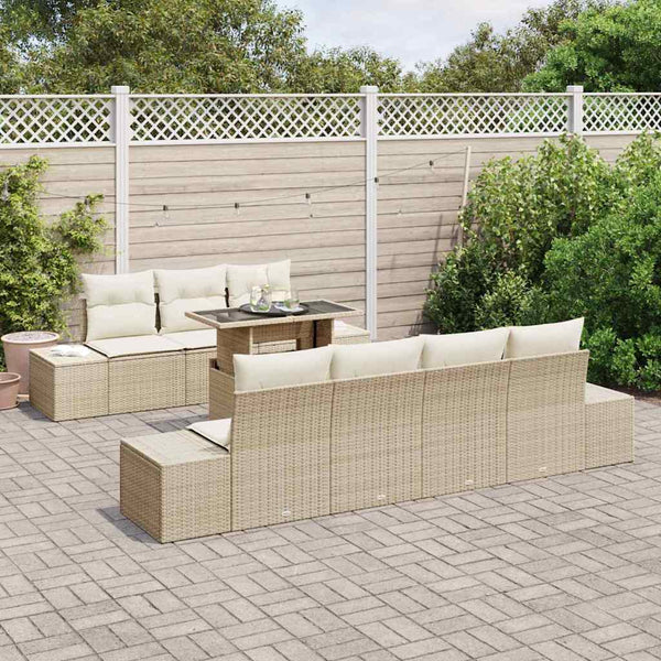 Gartensofa Set Beige & Creme mit Kissen
