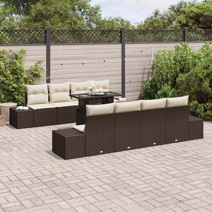 Gartensofa Set Braun Creme 9-teilig