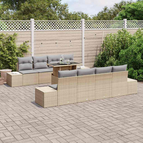 Gartensofa Set mit Kissen & Stauraum, 9-teilig
