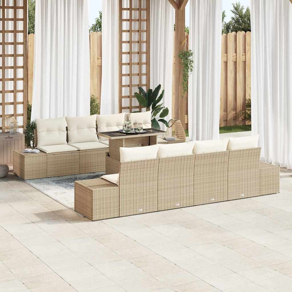 Gartensofa Set Beige Creme 9-teilig