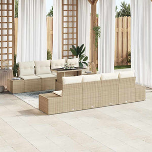 Gartensofa Set Beige Creme 9-teilig