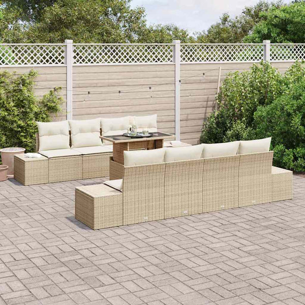 Gartensofa Set Beige Creme 9-teilig