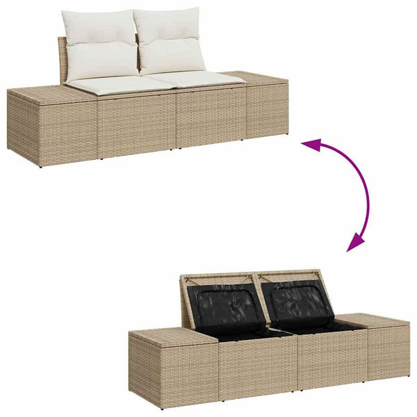 Gartensofa Set Beige Creme 9-teilig