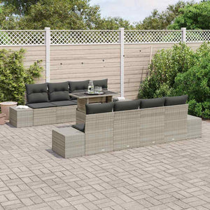 Gartensofa Set Hellgrau/Dunkelgrau mit Kissen