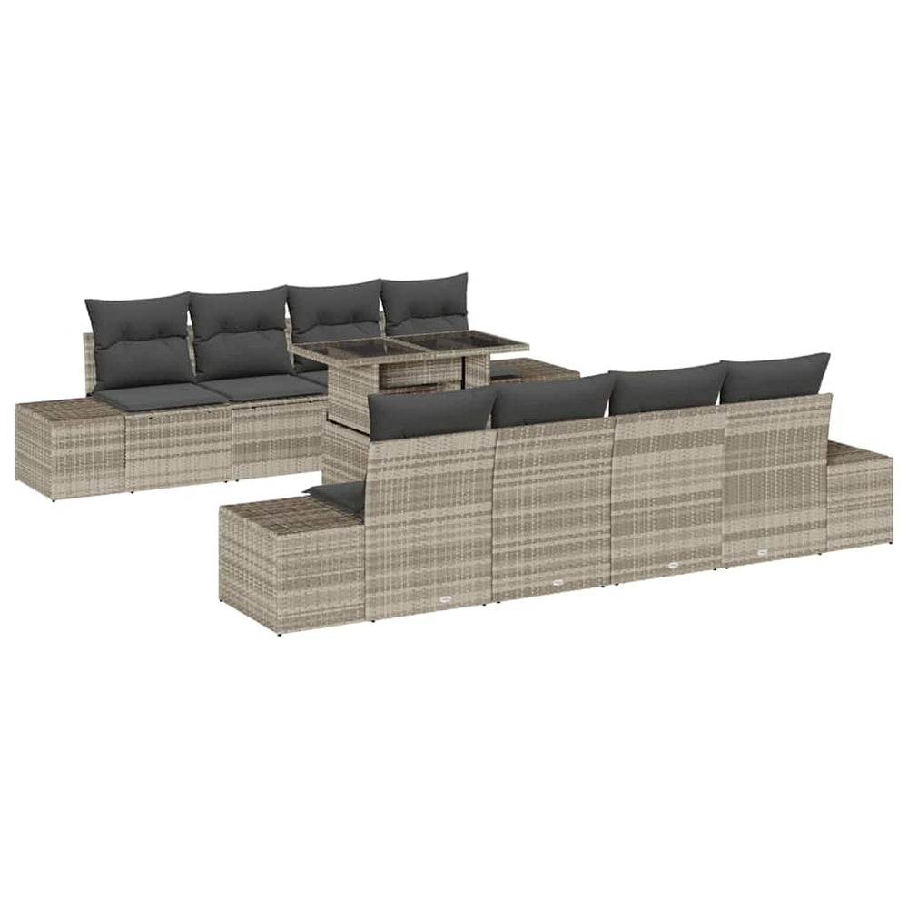 Gartensofa Set Hellgrau/Dunkelgrau mit Kissen