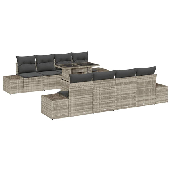 Gartensofa Set Hellgrau/Dunkelgrau mit Kissen