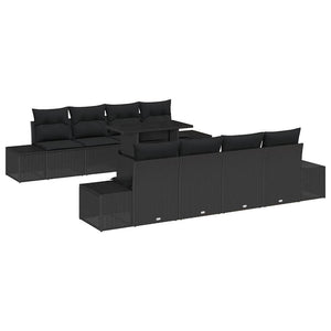 Schwarzes Gartensofa-Set mit Kissen und Stauraum