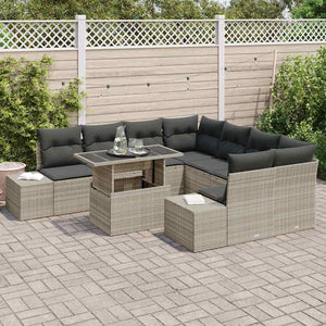 Gartensofa Set 9-teilig Poly-Rattan Grau