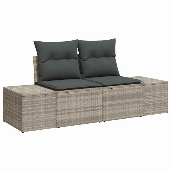 Gartensofa Set 9-teilig Poly-Rattan Grau