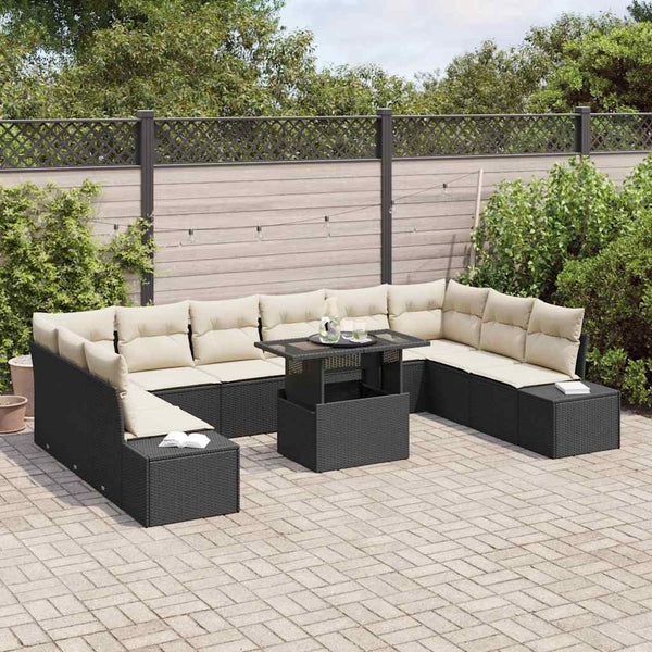 Schwarzes Garten-Sofa-Set mit Stauraum