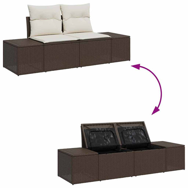Garten Sofa Set Braun Poly Rattan 11-teilig
