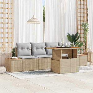 Gartenmöbel Set Beige Poly Rattan 5-teilig