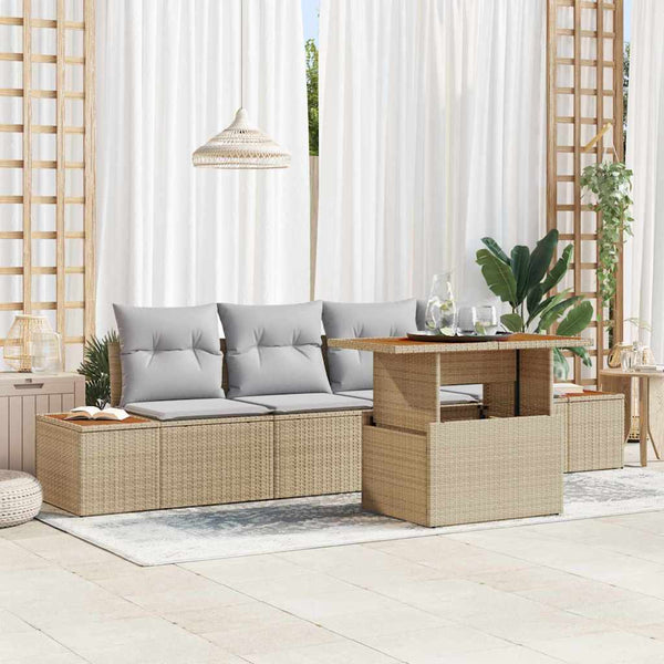 Gartenmöbel Set Beige Poly Rattan 5-teilig