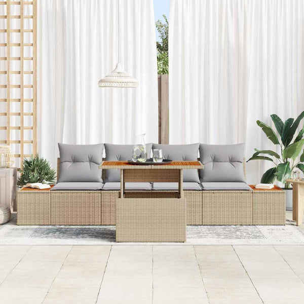Gartenmöbel Set Beige Poly Rattan 5-teilig