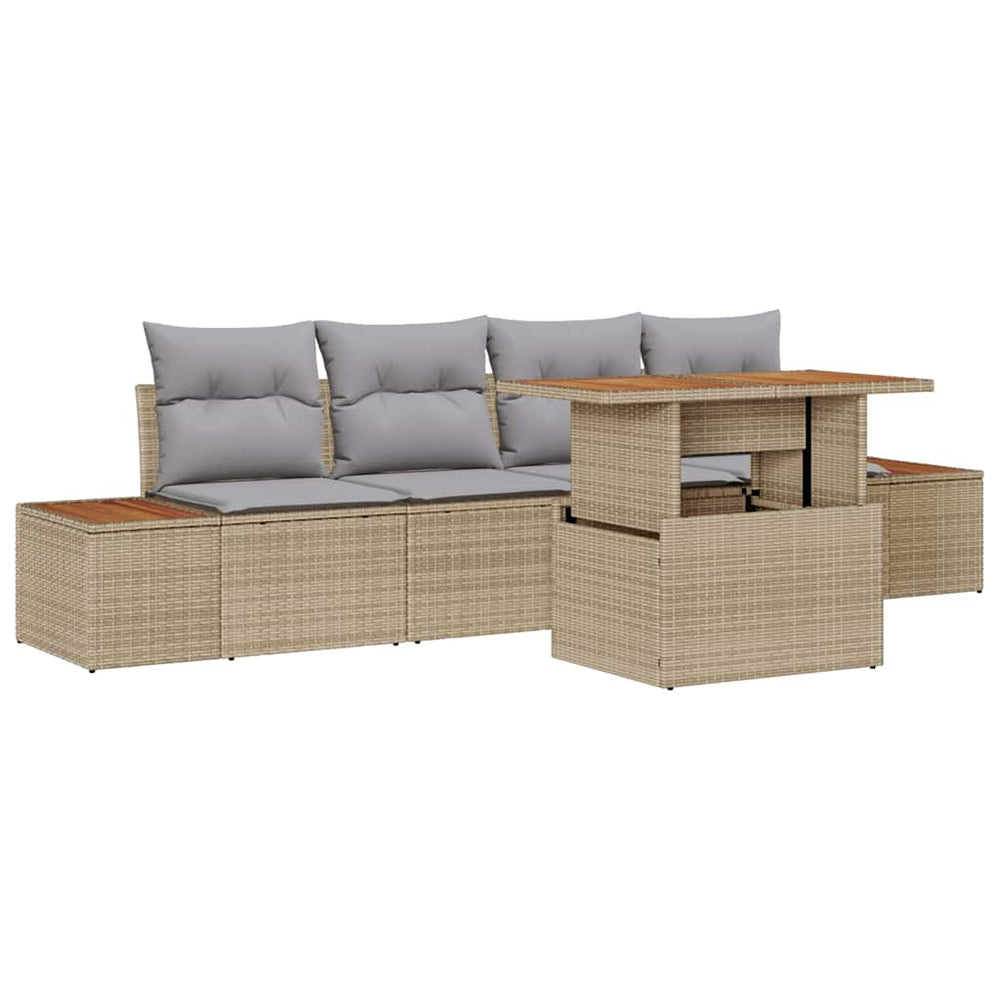 Gartenmöbel Set Beige Poly Rattan 5-teilig