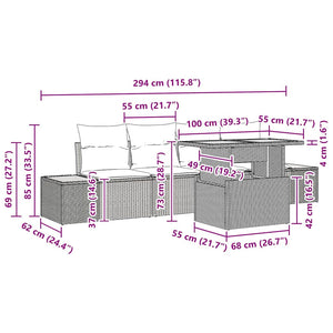 Gartenmöbel Set Beige Poly Rattan 5-teilig