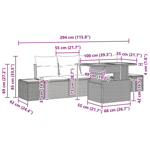 Gartenmöbel Set Beige Poly Rattan 5-teilig