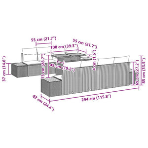 Gartenmöbel Set Beige Poly Rattan 9-teilig