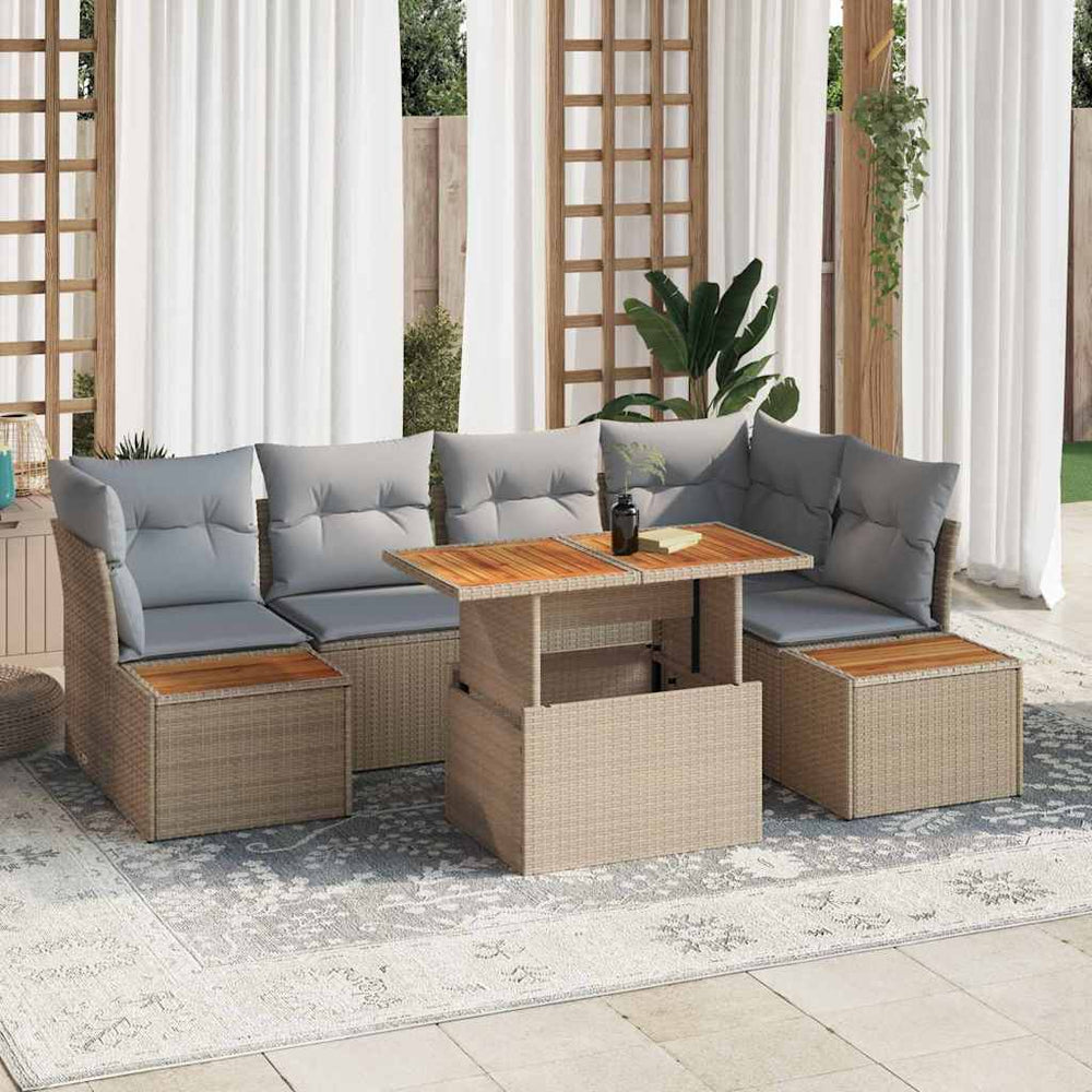 vidaXL Salon de jardin avec rangement 10 pcs Beige résine tressée