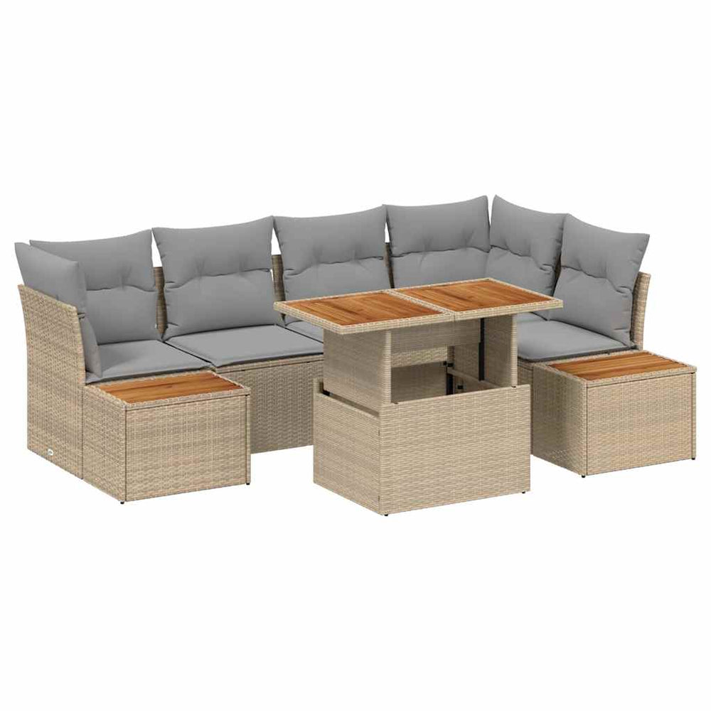 vidaXL Salon de jardin avec rangement 10 pcs Beige résine tressée