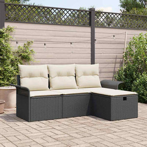 Schwarzes Garten-Sofa-Set mit Creme Kissen