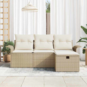 vidaXL Ensemble de canapés de jardin avec coussins 4 pcs Beige et crème résine tressée