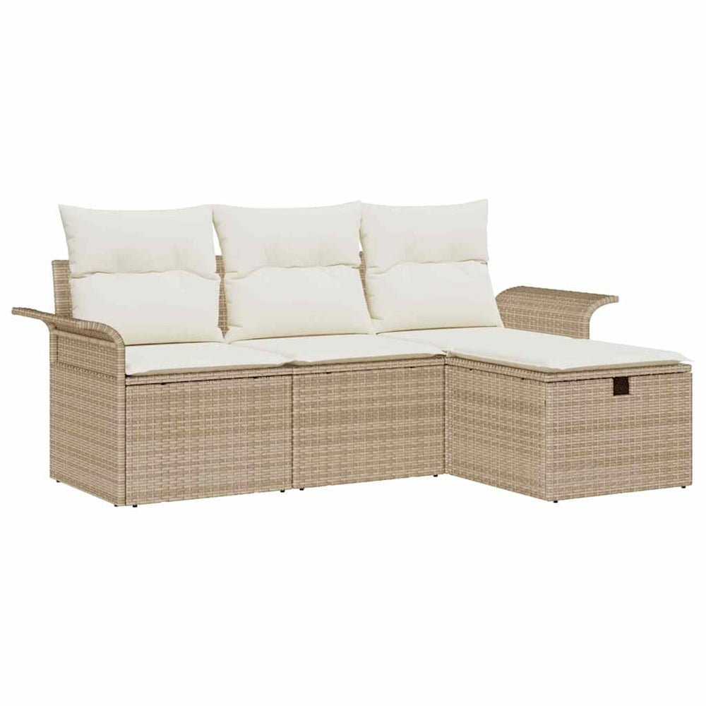 vidaXL Garden Sofa Set with Cushions 4 pcs Beige and Cream Poly Rattan