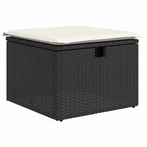 Gartensofa Set Schwarz Creme Poly-Rattan 4-teilig