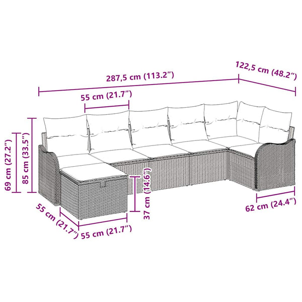 Poly Rattan Sofa Set mit Kissen