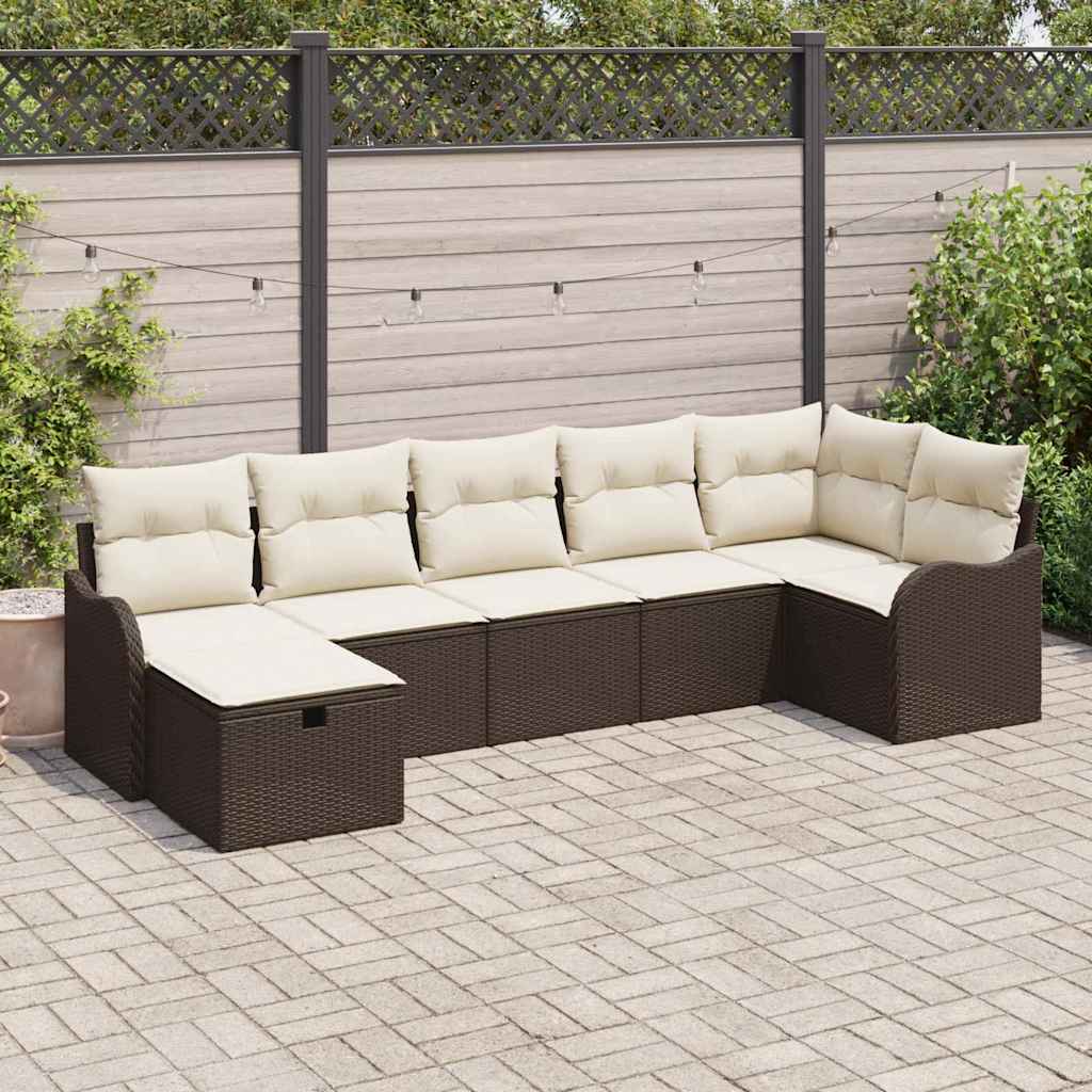 Poly-Rattan Sofa Set mit Kissen und Stauraum