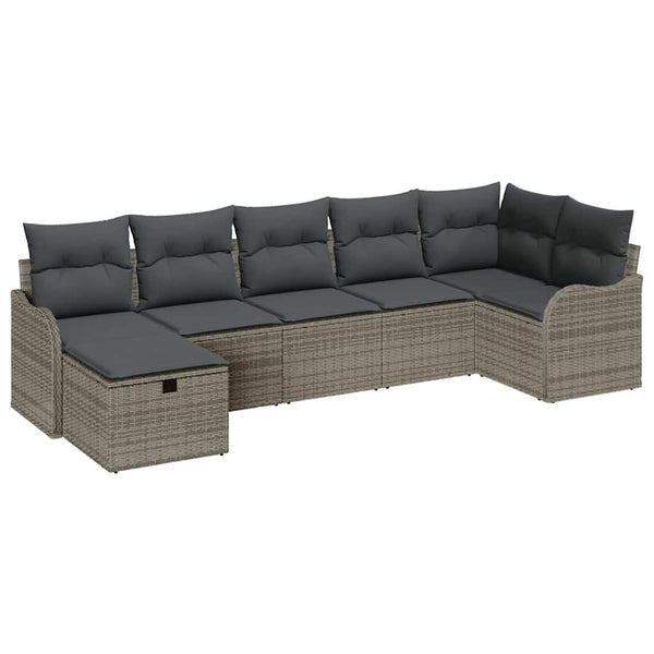 vidaXL Salon de jardin avec coussins et espace de rangement 7 pcs Gris résine tressée