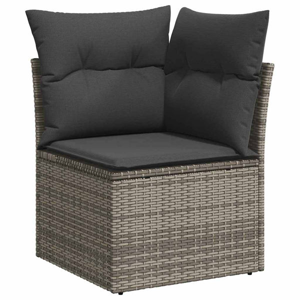 vidaXL Salon de jardin avec coussins et espace de rangement 7 pcs Gris résine tressée